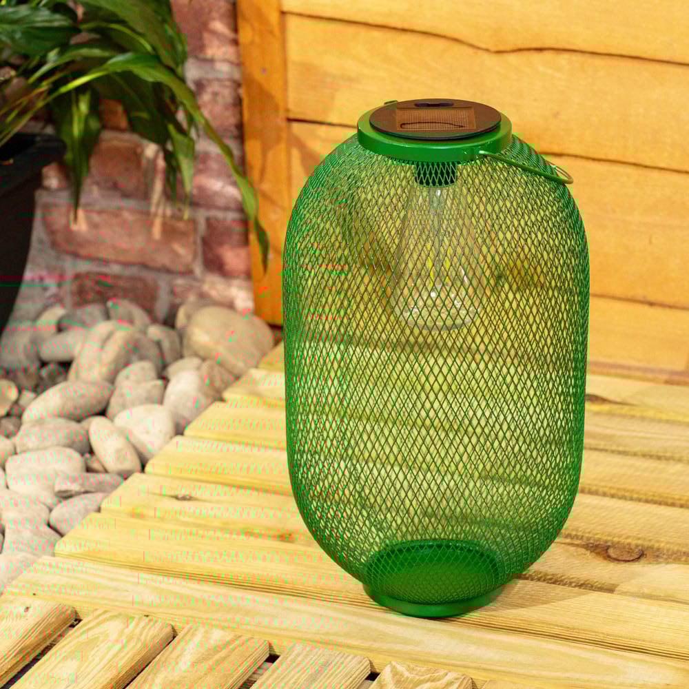 ValueLights Dark Green Metal Mesh Basket Solar Powered Outdoor Garden Lantern Light Image 3