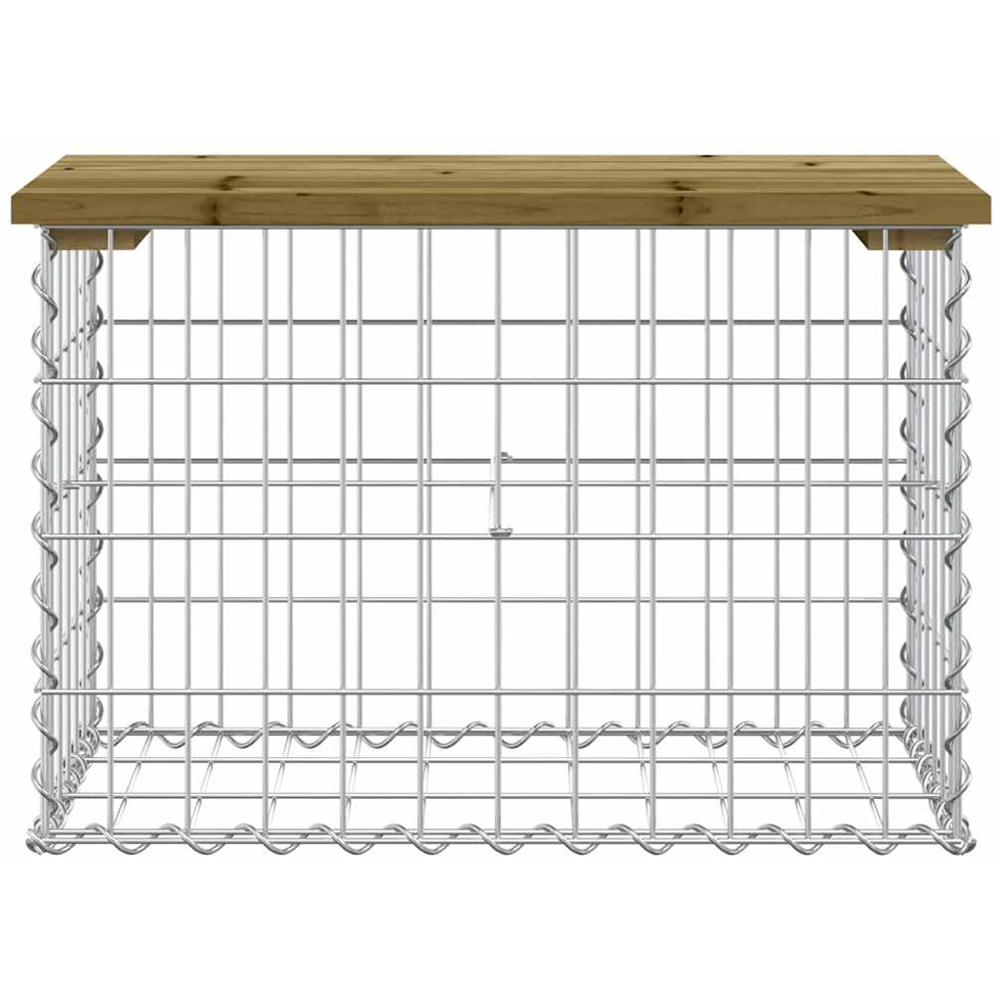 vidaXL Brown Solid Impregnated Pine Wood Gabion Design Garden Bench 63 x 31.5 x 42cm Image 2