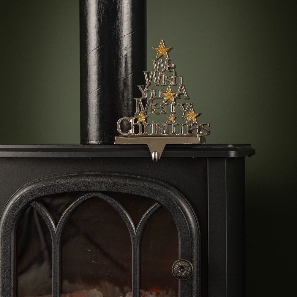 Samuel Alexander Silver We Wish You a Merry Christmas Stocking Hanger 22cm Image 8