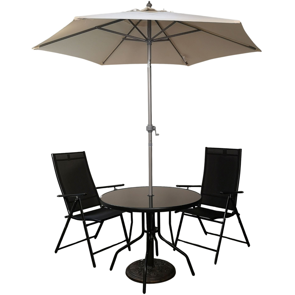 Samuel Alexander 2 Seater Round Outdoor Recliner Dining Set Cream Image 2