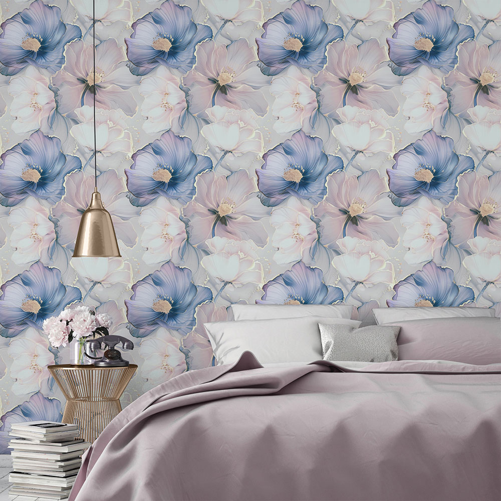 Muriva Bliss Floral Pink and Gold Wallpaper Image 3