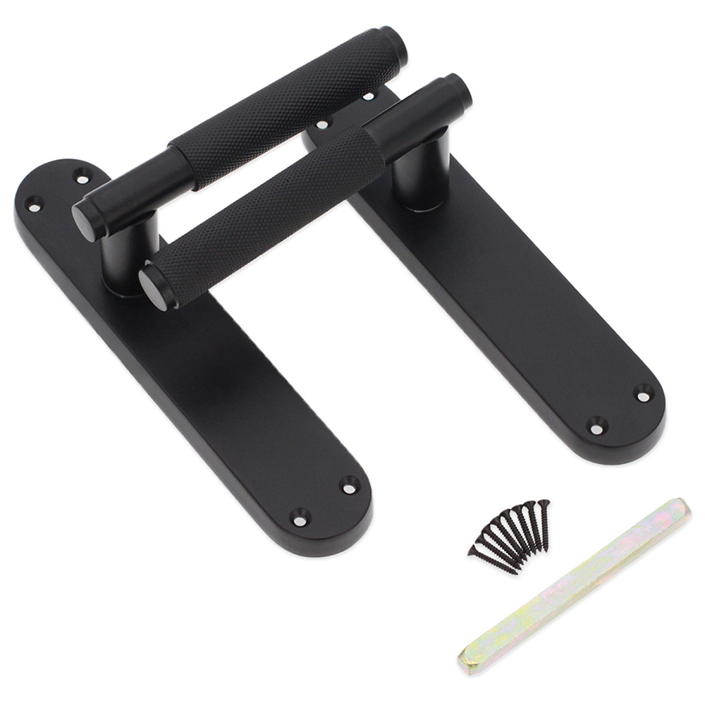 Spira Brass Connaught Matt Black Knurled Lever Door Handle with Latch Backplate 2 Pack Image 4