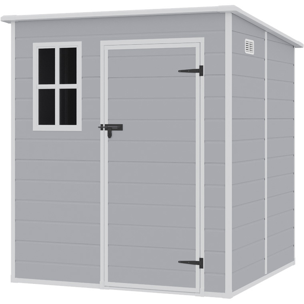 H&O Direct 6 x 6ft Grey Plastic Pent Garden Shed Image 1