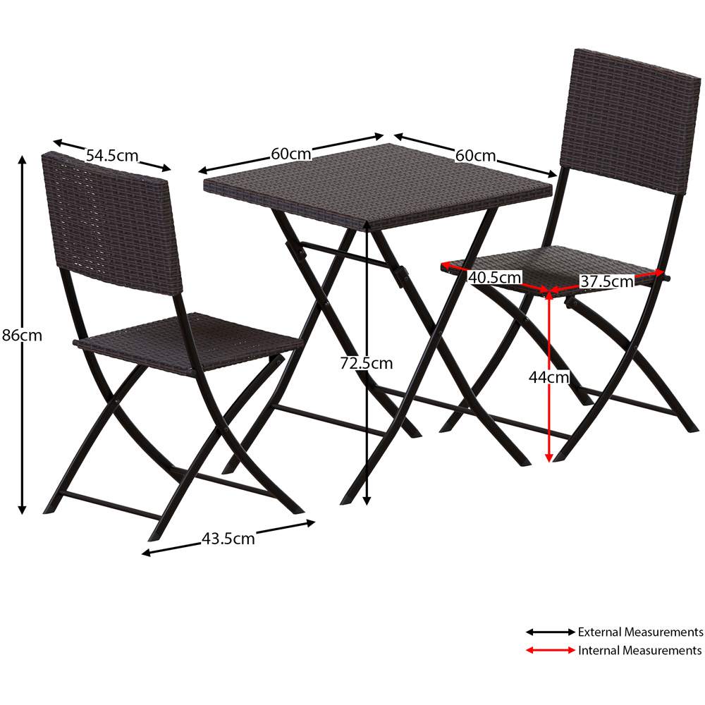 GARDEN VIDA Capri Rattan Effect 2 Seater Bistro Set Brown Image 7