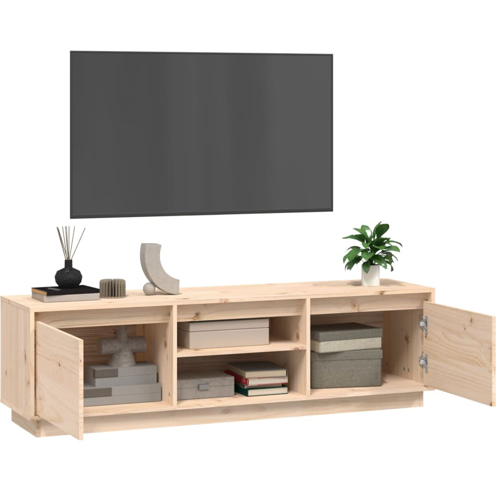 vidaXL 2 Door 2 Shelf Natural Solid Pine Wood TV Cabinet Image 7