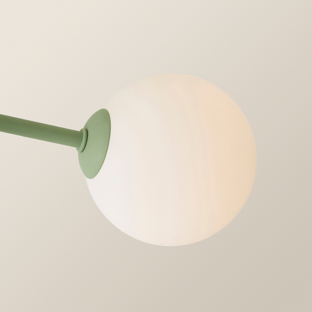 ValueLights Marlow 3 Arm Sage Green Opaque Glass Globe LED Ceiling Light Image 3