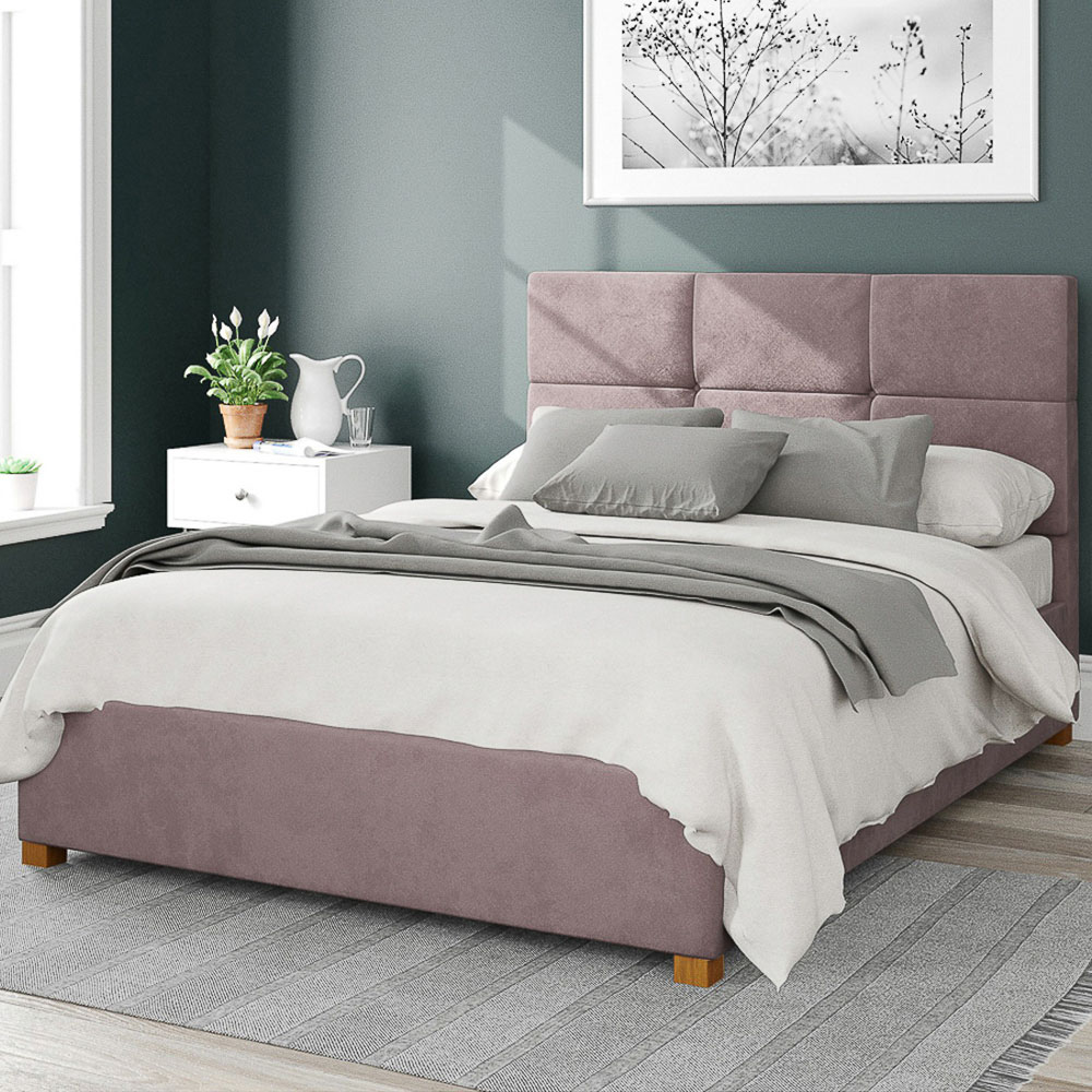 Aspire Caine Single Blush Plush Velvet Ottoman Bed Image 1