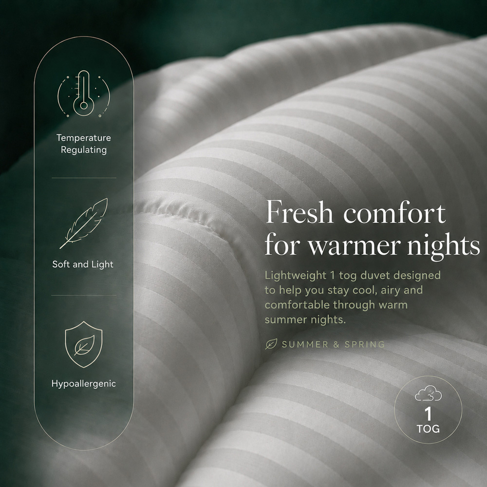 Opulent Home Super King Size White Anti-Allergy Summer Hollowfibre Duvet 1 Tog Image 4