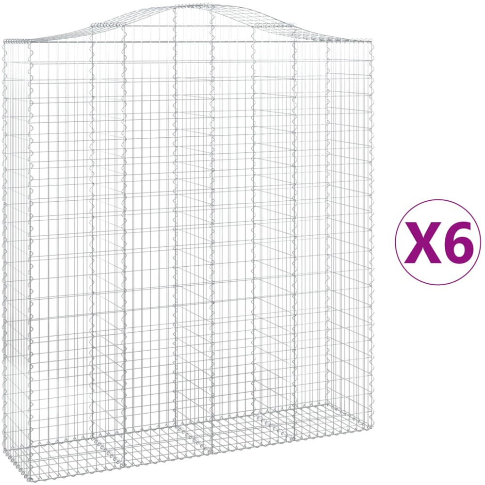 vidaXL Silver Galvanised Iron Arched Gabion Basket 200 x 50 x 220/240cm 6 Pack Image 2
