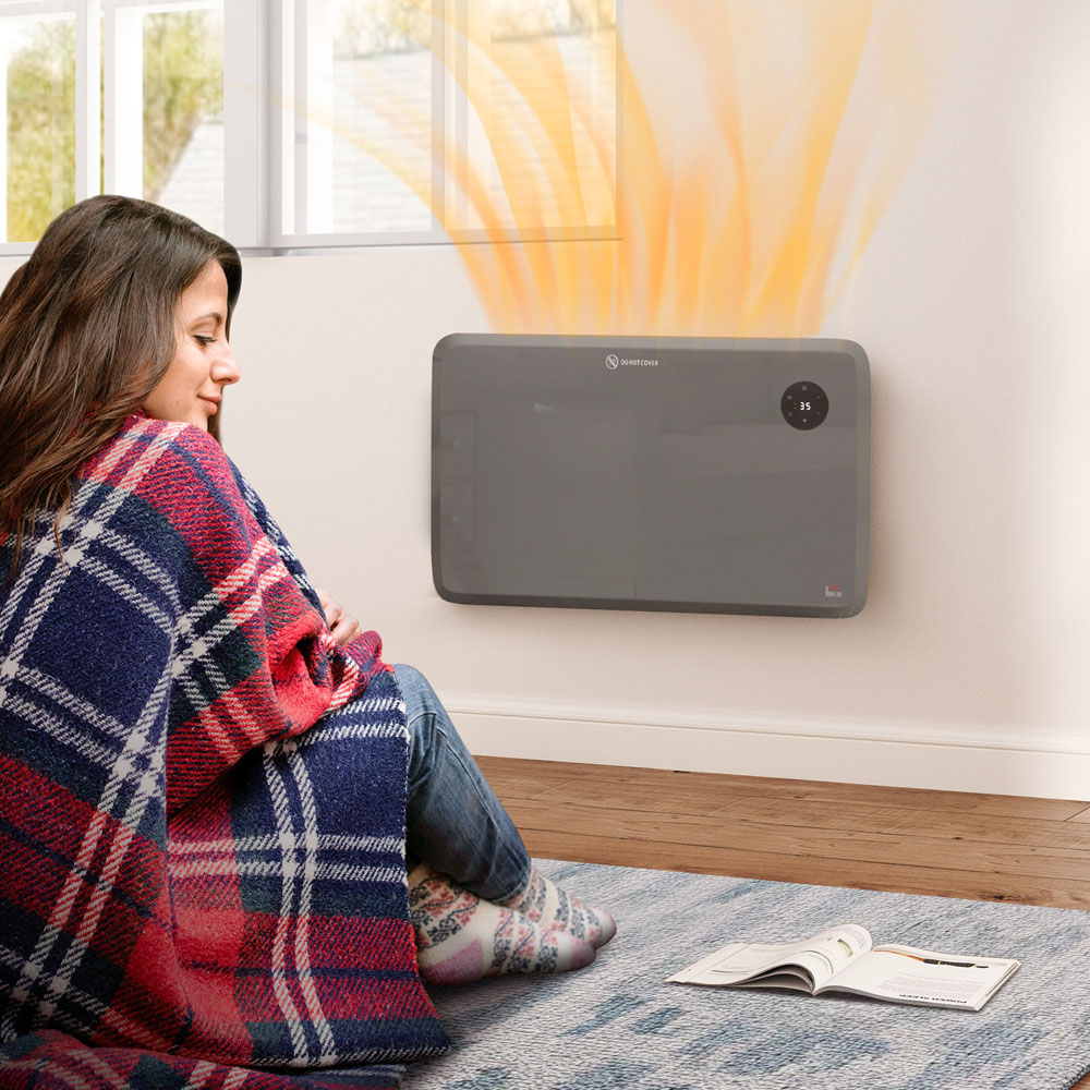 HOMCOM Grey Electric Convector Heater with LED Display and Remote Image 4