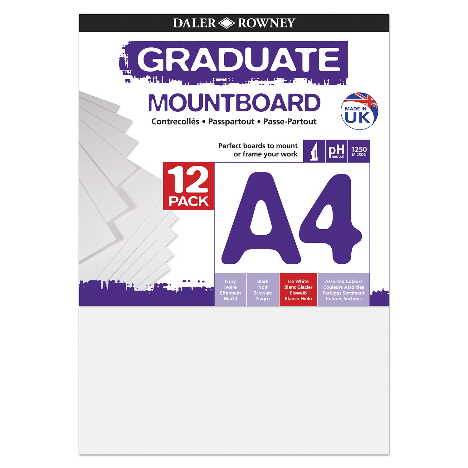 Daler-Rowney Graduate Ice White Mountboard A4 12 Pack Image