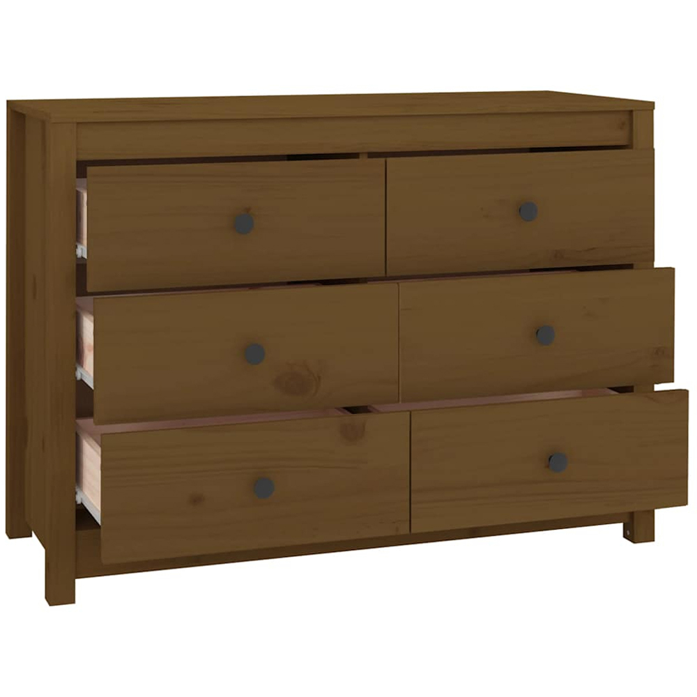vidaXL 6 Drawer Honey Brown Side Cabinet Image 3