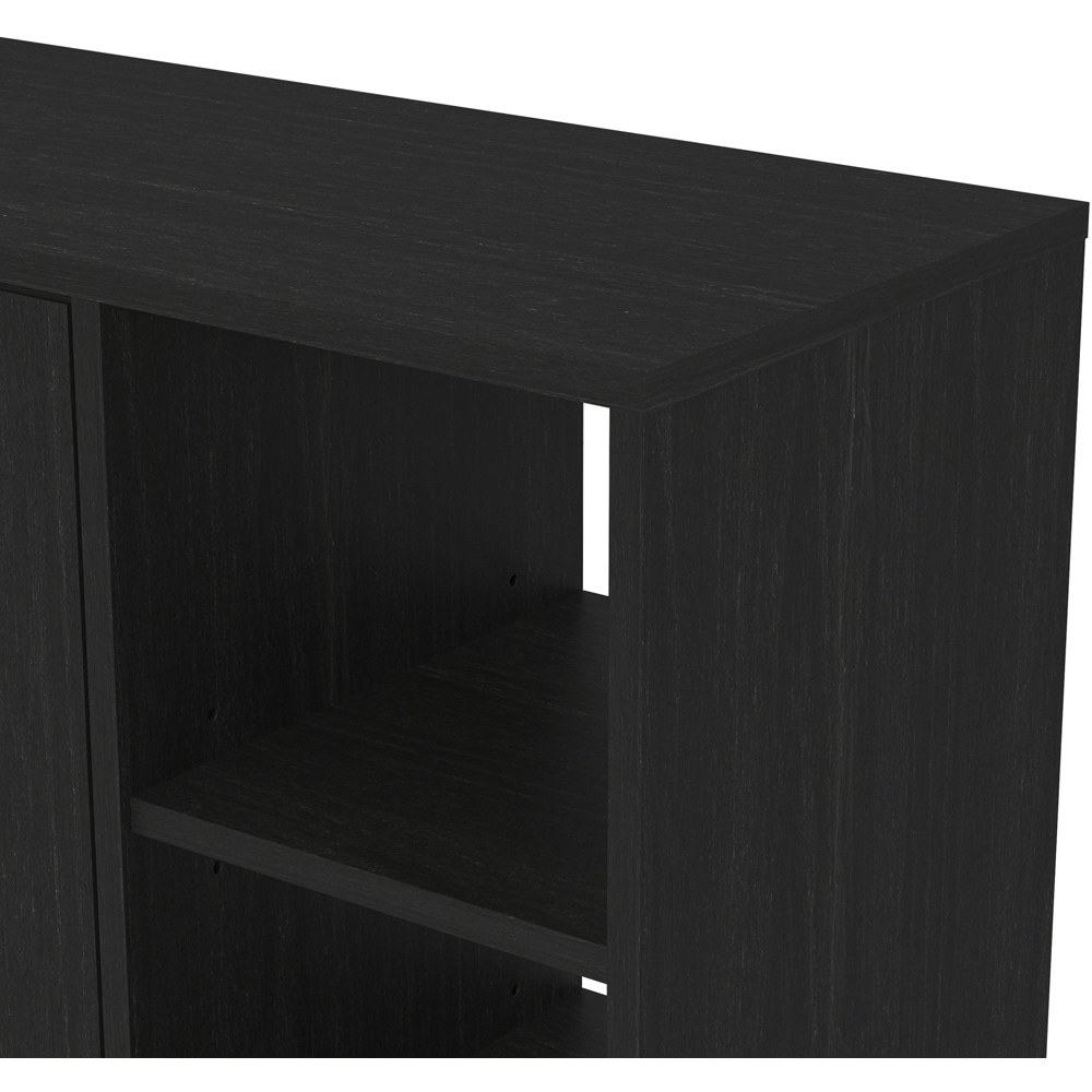 GFW Bideford Black Oak Shoe Cabinet with Open Storage Image 7