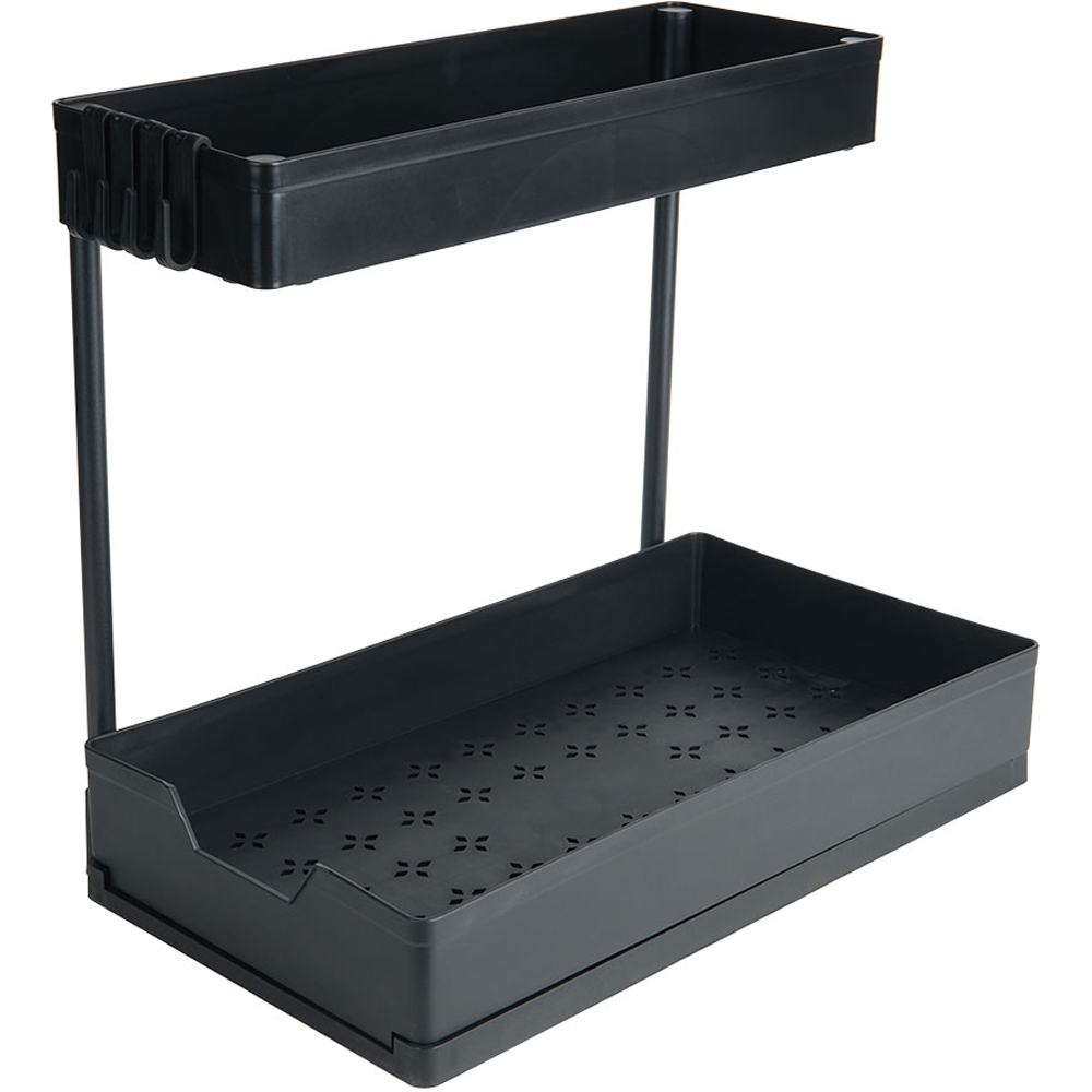 Living and Home 2 Tier Black Pull Out Kitchen Storage Rack Image 1