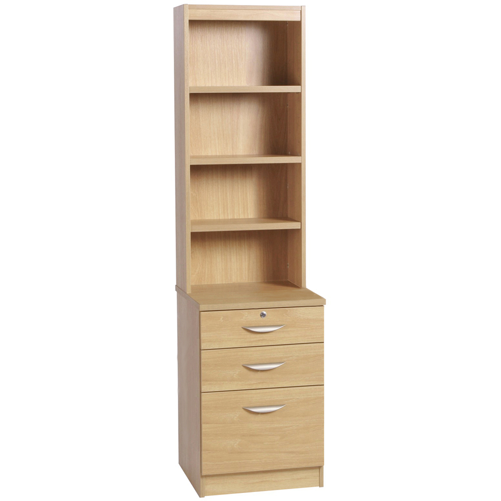 R White Cabinets 3 Drawer 4 Shelf Brown Storage Unit with Hutch Image 2