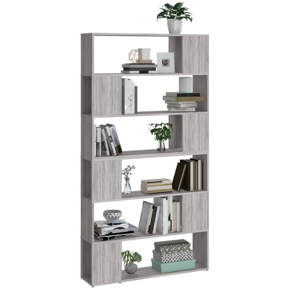 vidaXL 6 Shelf Grey Sonoma Bookcase Image 4