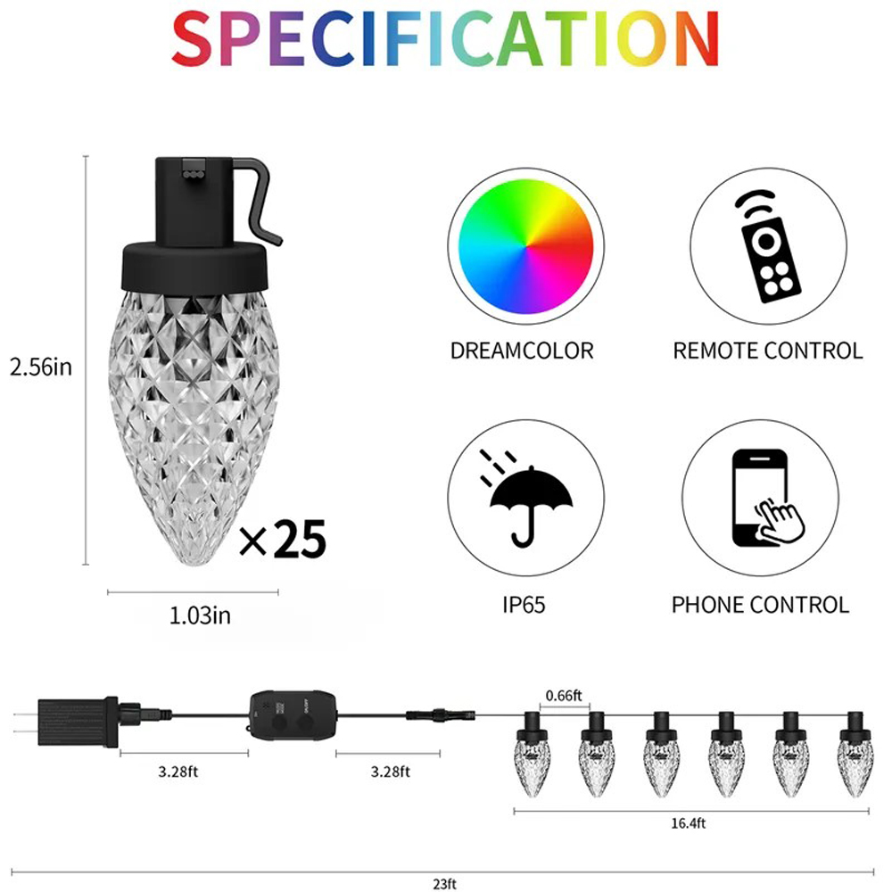 ExtraStar 15 RGB LED Smart Garden Solar String Festoon Light Image 6