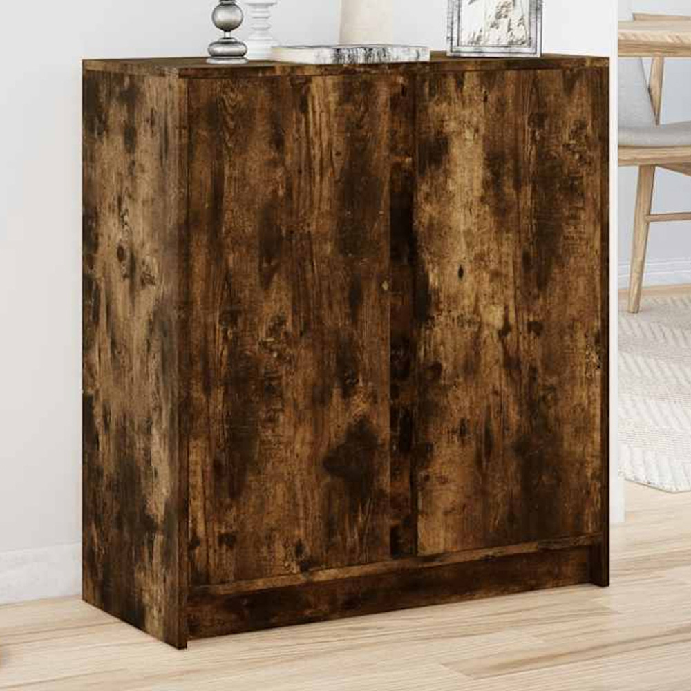 vidaXL 2 Door Smoked Oak Sideboard with RGB LED Lights Image 1