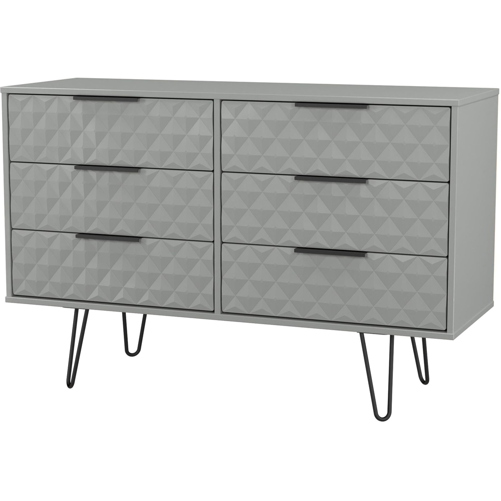 Crowndale Harlequin 6 Drawer Dusk Grey Wide Chest of Drawers Ready Assembled Image 2