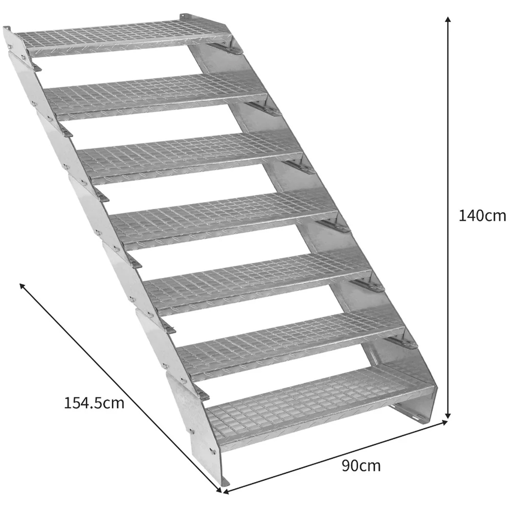 MonsterShop 7 Section Adjustable Galvanised Staircase 900mm Image 5