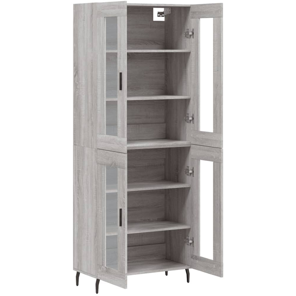vidaXL 4 Glass Door Grey Highboard Image 2