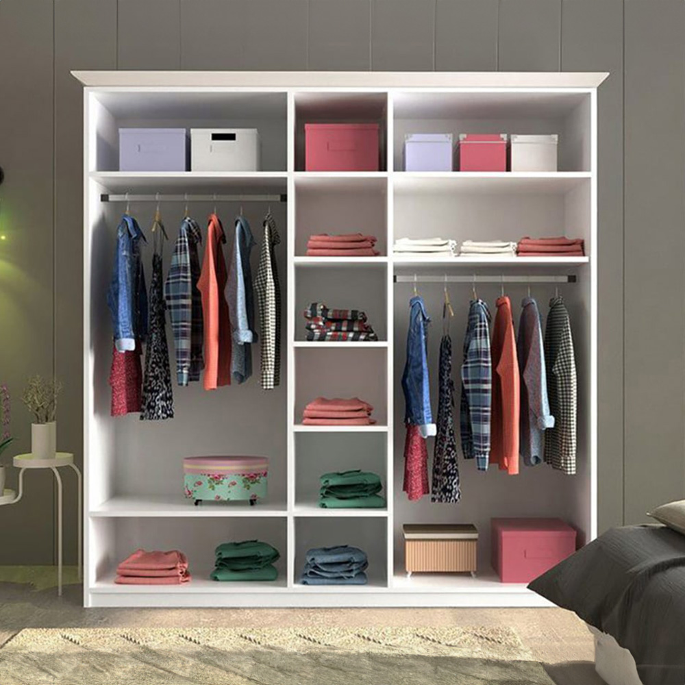 Evu MAISON 5 Door White Mirror Wardrobe Image 4