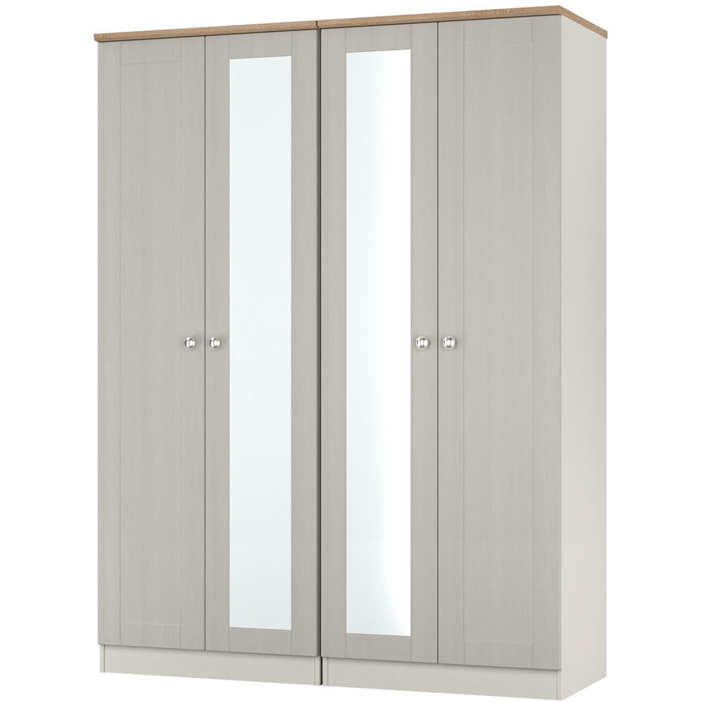Crowndale Sussex 4 Door Grey Ash and Bardolino Oak Tall Mirror Wardrobe Ready Assembled Image 3
