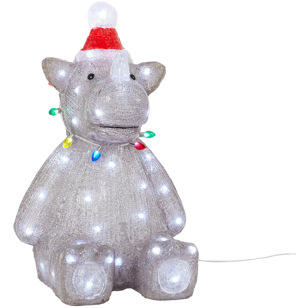 Acrylic LED Festive Rhino - Grey Image 3