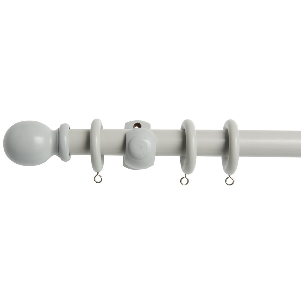 Wilko 240cm x 28mm Grey Wooden Curtain Pole Image 1