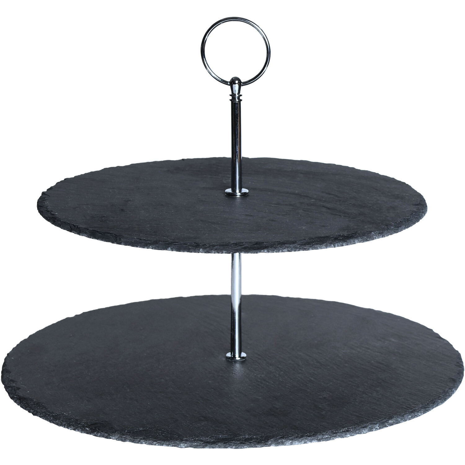 2 Tier Natural Slate Cake Stand Image 1