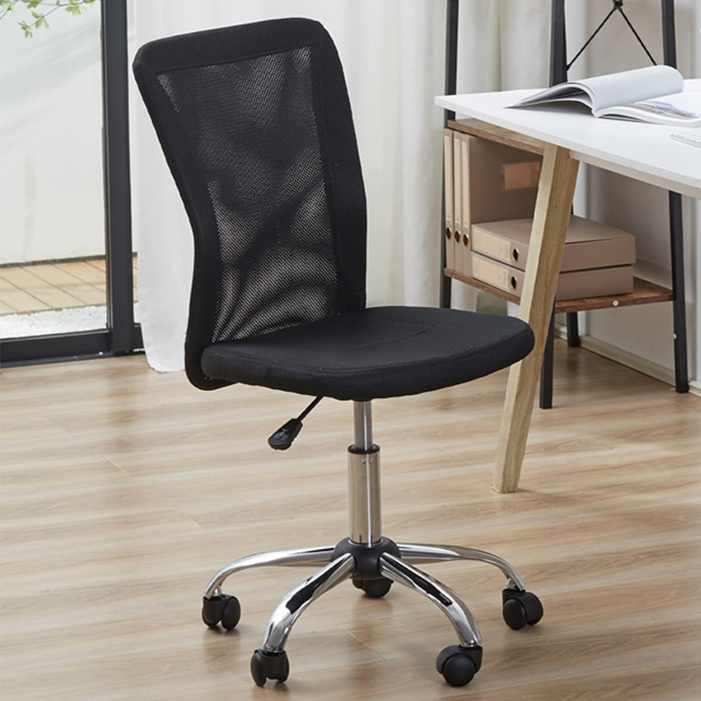 Portland Black Mesh Swivel Armless Office Chair Image 1