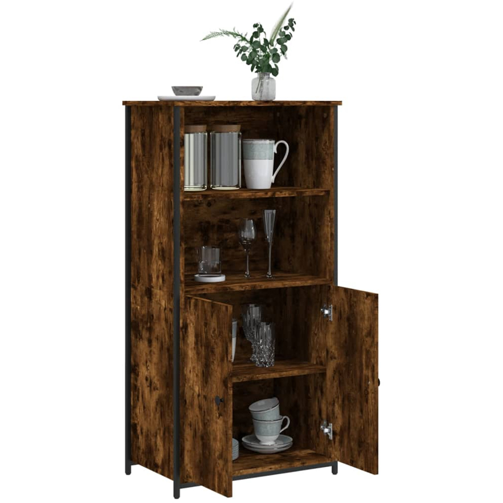 vidaXL 2 Door 2 Shelf Smoked Oak Highboard Image 4