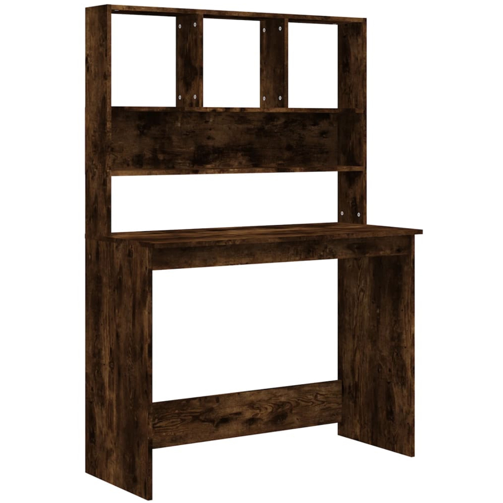 vidaXL 4 Shelf Computer Desk Smoked Oak Image 2