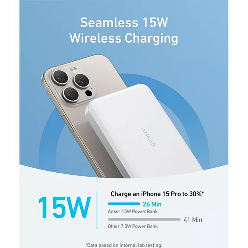 Anker MagGo White Magnetic Wireless Ultra-Slim Power Bank 10000mAh Image 5