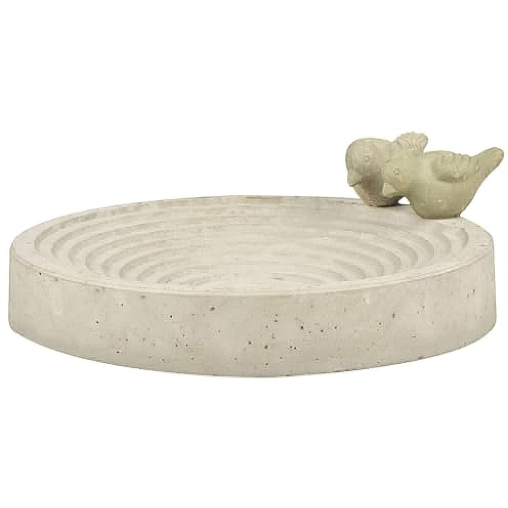 Fallen Fruits White Concrete Garden Bird Bath and Feeder Image