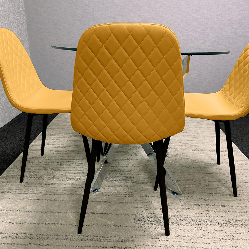 Kosy Koala Maya Gem 4 Seater Round Glass Dining Set Mustard Image 2