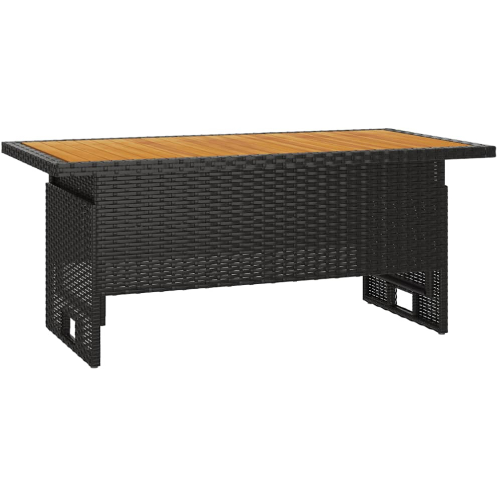 vidaXL Black Solid Wood Acacia and Polyrattan Garden Table Image 2