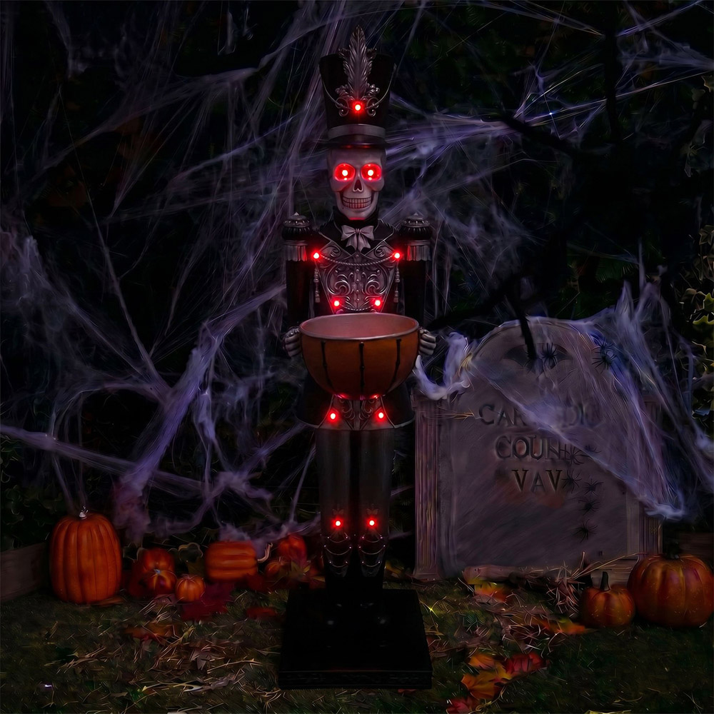 wilko Multicolour LED Halloween Skeleton Nutcracker with Bowl 4ft Image 5