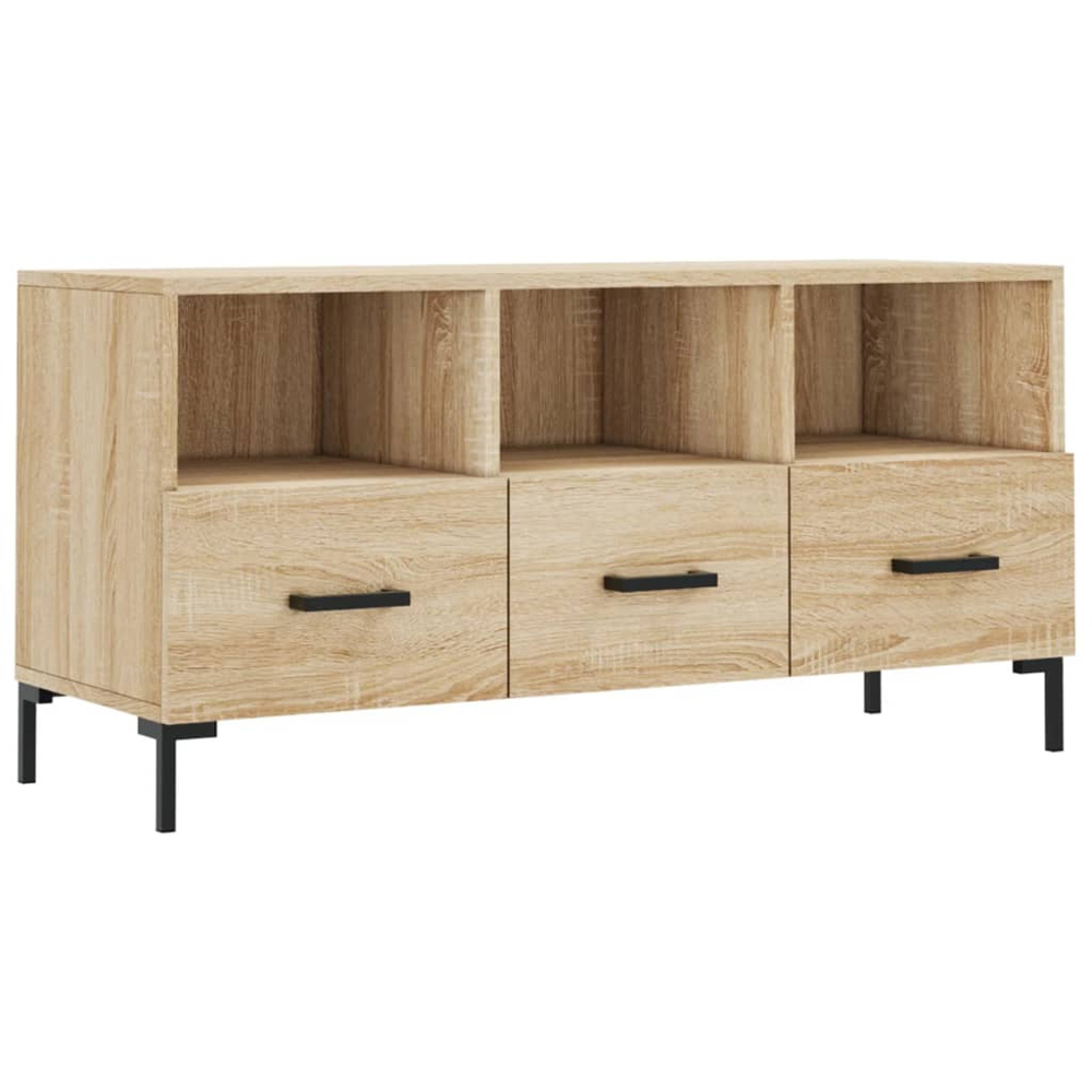 vidaXL 3 Drawer 3 Shelf Sonoma Oak TV Cabinet Image 2