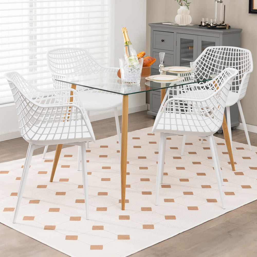 Costway Set of 4 White Airy Hollow Backrest Dining Chairs Image 1