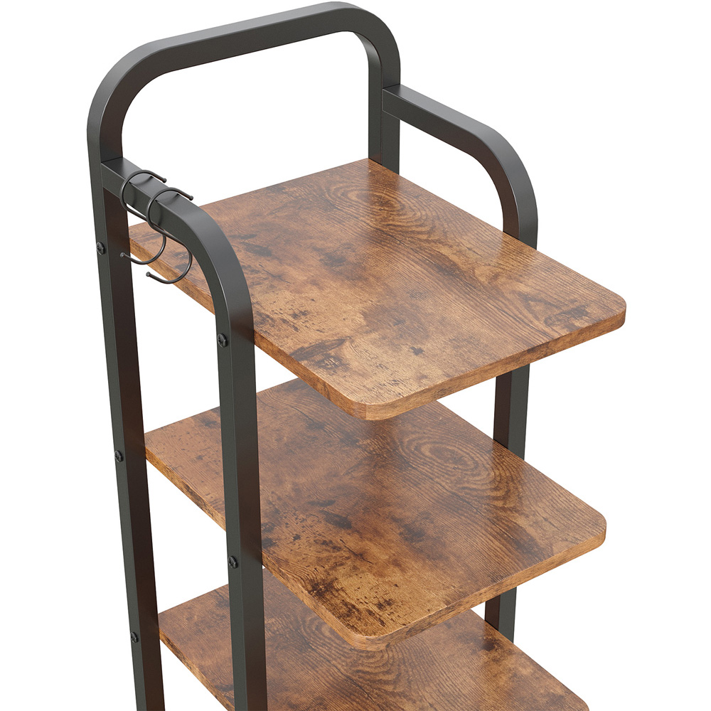 Living and Home 10 Shelf Wood Grain Finish Vintage Shoe Rack with Hooks Image 4