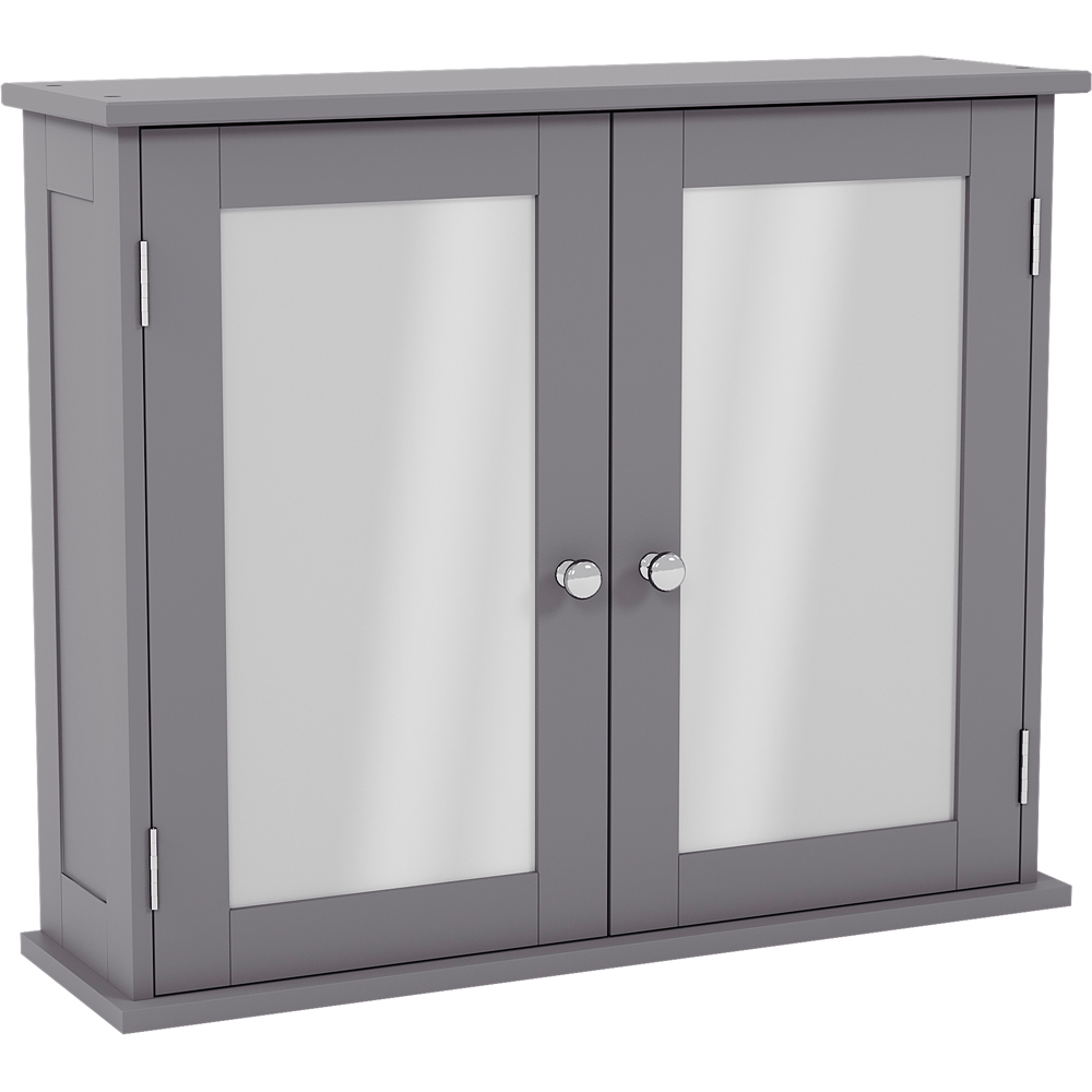 Bath Vida Priano 2 Mirrored Door Grey Wall Mounted Bathroom Cabinet Image 2