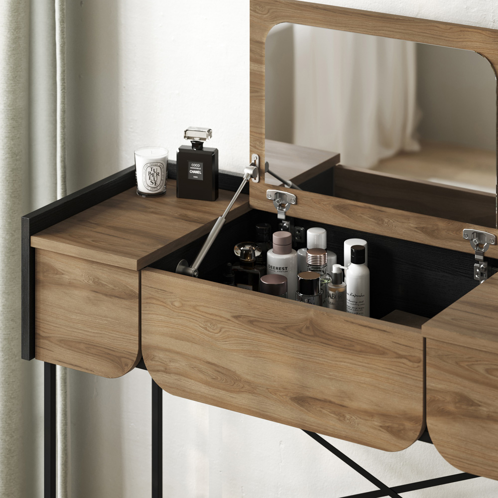 Decortie Terra Ud and Blackwood Make-Up Table with Lift-Up Door Image 3