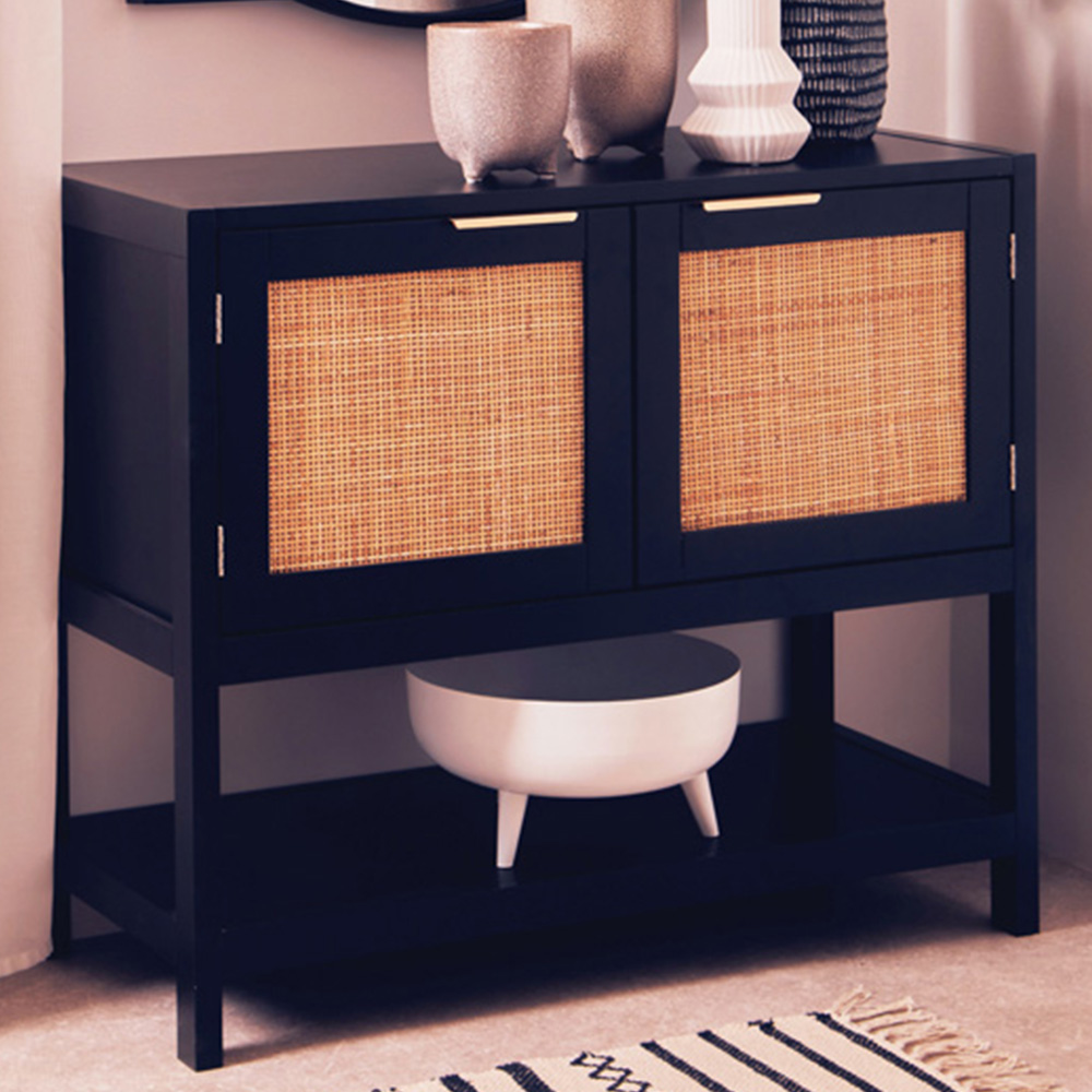 Interiors by Premier Sherman 2 Door Single Shelf Black Side Table Image 1
