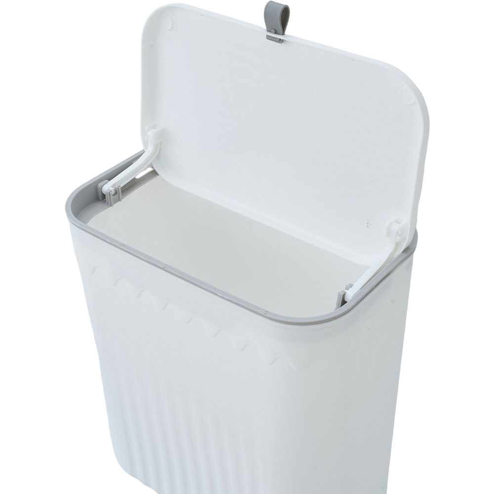 Living and Home White Wall-Mounted Waste Bin with Lid 28cm Image 4