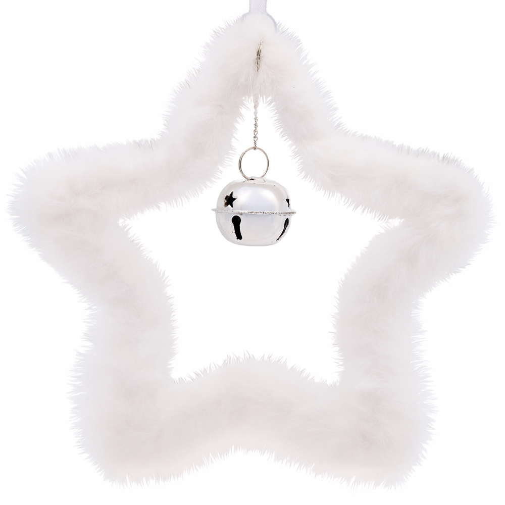 Fluffy Hanging Star Decoration White Image 3