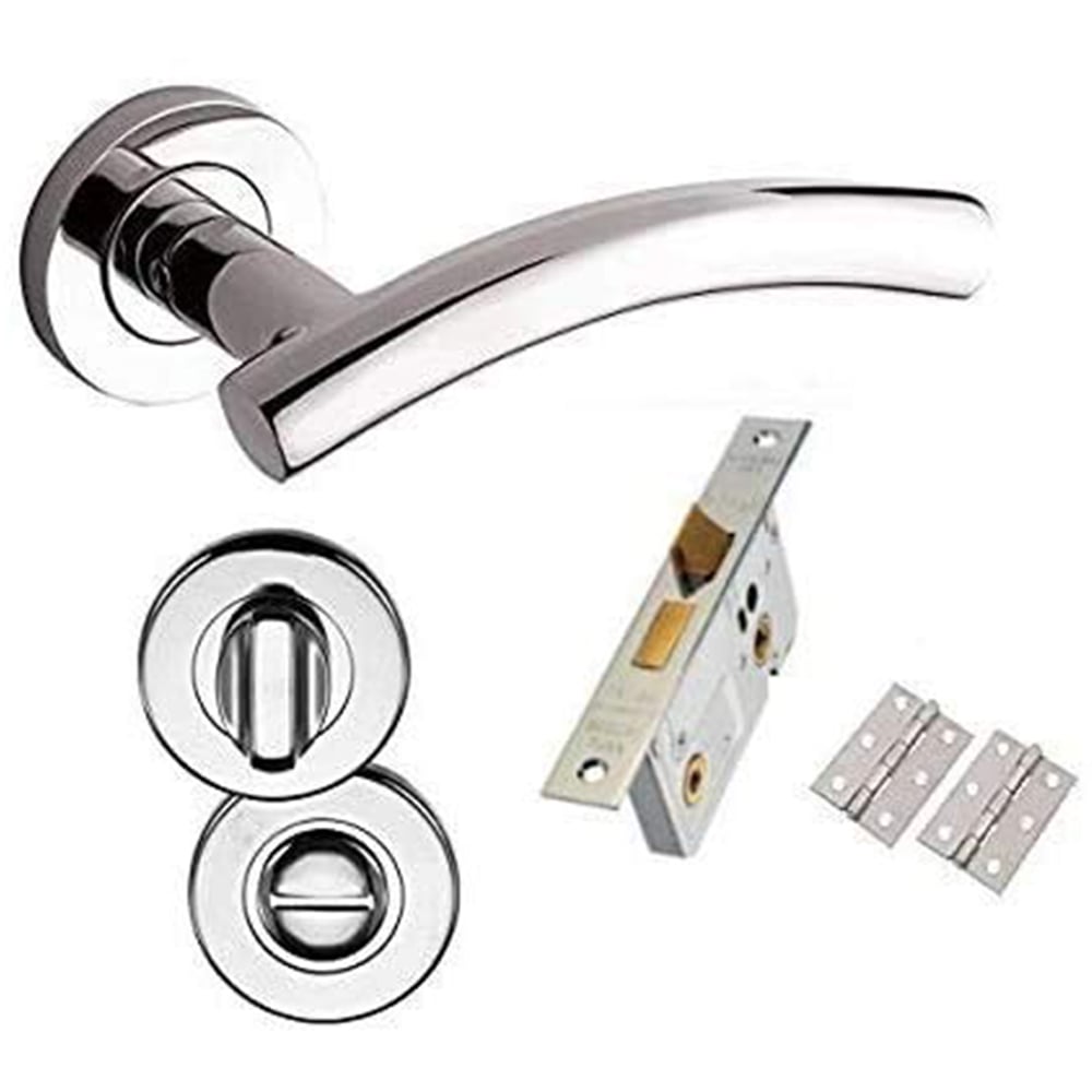 Golden Grace Polished Chrome Arched T-Bar Bathroom Door Handle Image