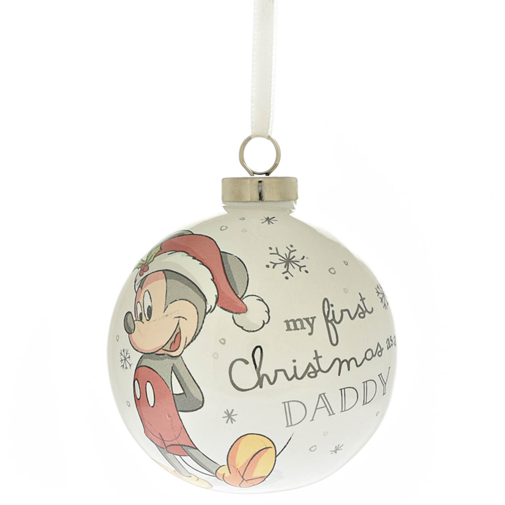Disney Mickey Ceramic Daddy Christmas Bauble Image 1