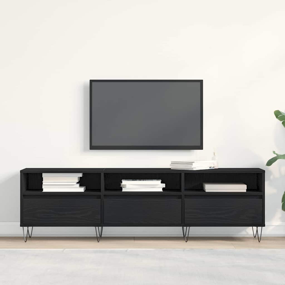 vidaXL 3 Door 3 Shelf Black Oak TV Cabinet Image 4