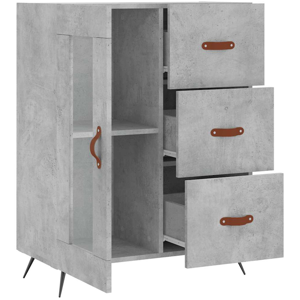 vidaXL Single Glass Door 3 Drawer Concrete Grey Wooden Sideboard Image 6